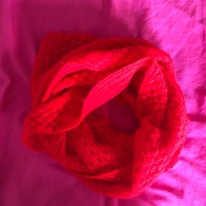 Red Square-Weave Infinity Scarf